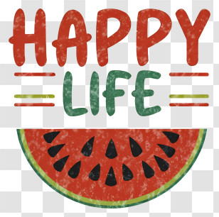 Cartoon - Happy Life With Watermelon Illustration Transparent PNG