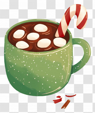 Hot Chocolate - Green Mug Of Hot Chocolate With Marshmallows Transparent PNG