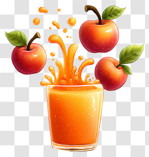 Cute Cartoon Juice - Refreshing Apple Juice Splash Transparent PNG