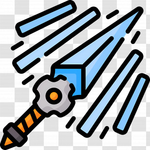 Dagger - Bright Blue Cartoon Sword Design Transparent PNG