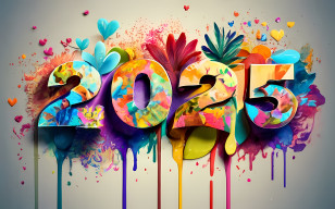 2025 Happy New Year
 - Vibrant And Colorful Artwork Of 2025 Transparent PNG