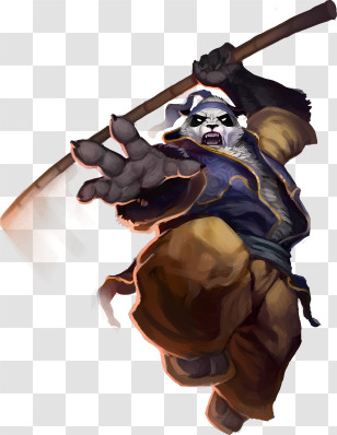 Panda Logo - Martial Arts Panda With Staff Transparent PNG
