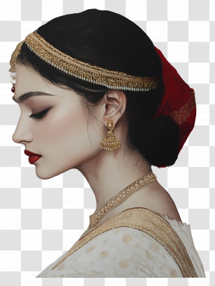 Timeless Elegance - Traditional Woman With Jewelry Transparent PNG