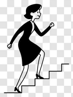 Businesswoman Climbing Stairs - Silhouette Of Woman Climbing Stairs Transparent PNG