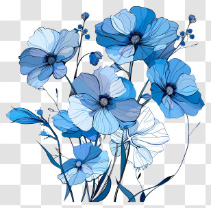 Blue Flowers - Beautiful Blue Flowers Transparent PNG