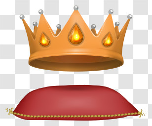 Golden Crown - Golden Crown And Red Cushion Transparent PNG
