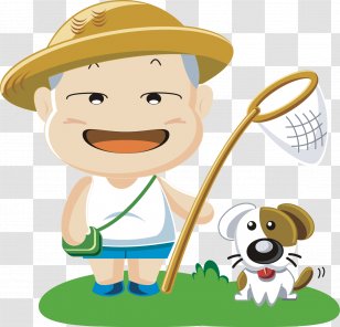 Fishing Nets - Boy - And Go Out With The Puppy Holding Net Pocket Of Grandfather Transparent PNG