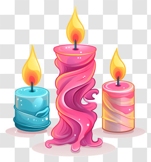 Cartoon Candles - Colorful Wax Candles With Flames For Decoration Transparent PNG