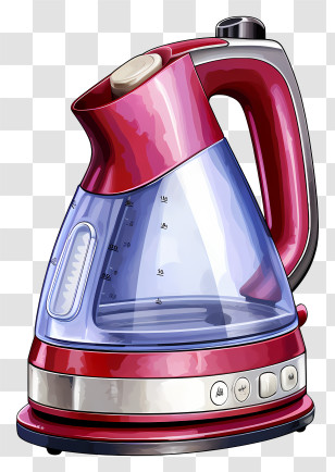Watercolor Electric Kettle - Modern Red Glass Electric Kettle Transparent PNG