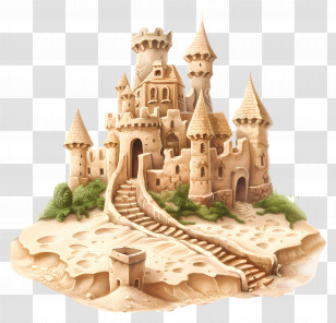 Sand Castle - Dreamy Sandcastle Illustration For Beach Theme Transparent PNG