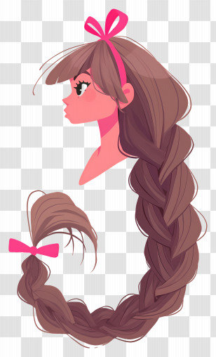 Long Braided Hair - Girl With Braided Brown Hair Profile Illustration Transparent PNG