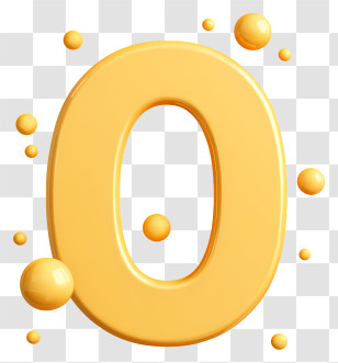 Number 0 Gold - Yellow Number Zero With Floating Spheres Transparent PNG