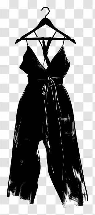 Black Jumpsuit On Hanger - Black Silhouette Jumpsuit On Hanger Transparent PNG
