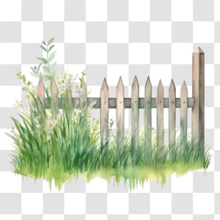 Wooden Garden Fence - Rustic Wooden Fence Surrounded By Grass Transparent PNG