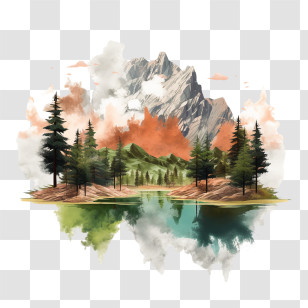 National Park Service Founders Day - Beautiful Mountain Landscape With Lake And Trees Transparent PNG
