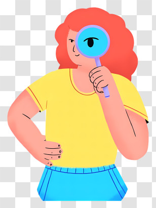 Woman Holding Magnifying Glass - Curious Person With Magnifying Glass Transparent PNG