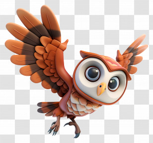 3d Bird - Cartoon Owl In Flight Transparent PNG