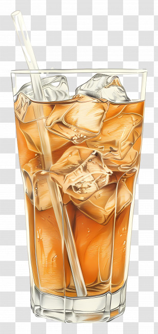 Iced Tea - Iced Tea In Glass With Ice Cubes Transparent PNG