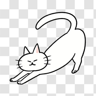 Cartoon - Stretching Cartoon White Cat Transparent PNG