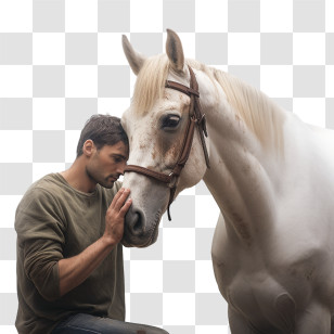 National I Love Horses Day - Man Bonding With White Horse Transparent PNG