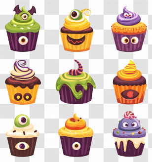 Halloween Cupcakes - Halloween-Themed Monster Cupcakes Transparent PNG