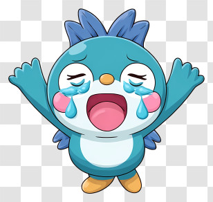 Hangyodon - Crying Blue Penguin Cartoon Character Transparent PNG