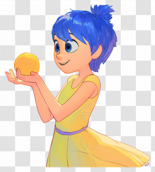 Inside Out - Blue-haired Character Holding Orb Transparent PNG
