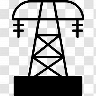 Electrical Transmission - Black And White Power Line Illustration Transparent PNG
