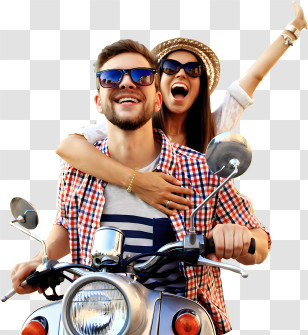 Eyewear - Joyful Couple On A Scooter Adventure Transparent PNG