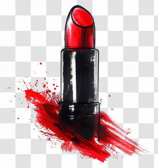 Lipstick - Illustration Of A Bold Red Lipstick Transparent PNG
