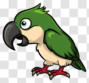Cartoon Parrot - Cute Green Cartoon Parrot Transparent PNG