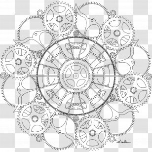 Steampunk Mandala Coloring Book Drawing Gear - Line Art - Mandla Transparent PNG