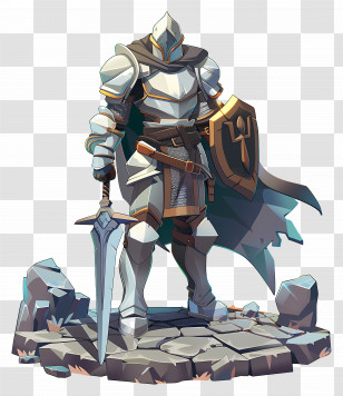 Paladin - Armored Knight With Shield And Sword In Fantasy Setting Transparent PNG