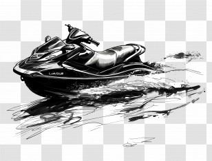 Jet Ski - Black Jet Ski Illustration In Dynamic Style Transparent PNG