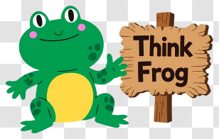 Think Frog - Green Frog With Sign Transparent PNG