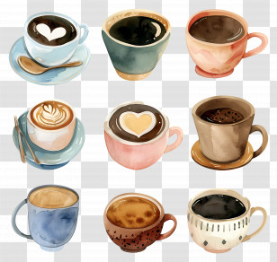 Coffee Cup - Variety Of Coffee Cups Transparent PNG
