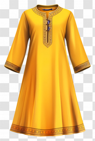 Woman Kurta - Traditional Yellow Dress Transparent PNG