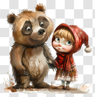 Masha And The Bear - Girl In Red Hood With Bear Transparent PNG
