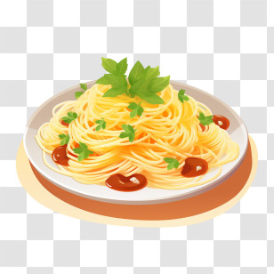 Spaghetti - Pasta Dish With Garnish Transparent PNG