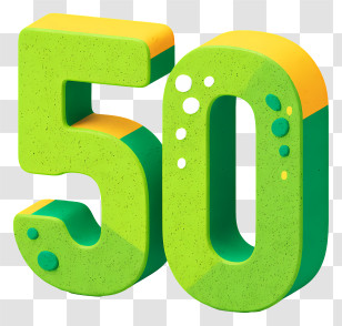 Number 50 Green - Green 50 Text In Bold Typography Transparent PNG