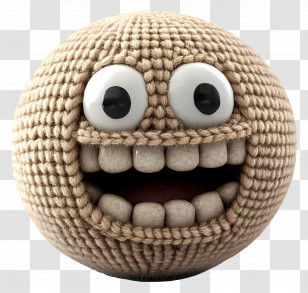 Smiley Face - Knitted Emoji With Big Smile Transparent PNG