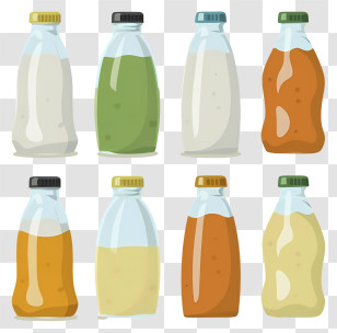 Food Storage Containers - Collection Of Bottles With Varied Liquids Transparent PNG
