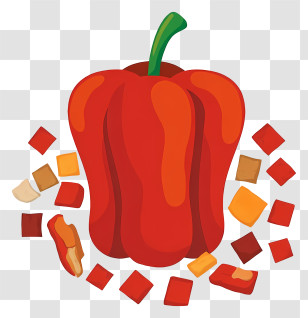 Bell Pepper - Red Bell Pepper With Diced Pieces Transparent PNG