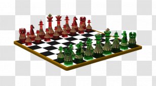 Chess Piece Chessboard Three-dimensional Illustration - Games - The Red And Green Two On Transparent PNG