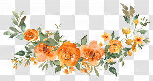 Floral Border - Beautiful Orange Flower Arrangement Transparent PNG