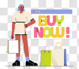 Online Shopping - Buy Now Advertisement With Shopping Bags Transparent PNG