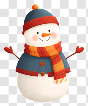 Christmas Snowman - Cheerful Snowman In Winter Attire Transparent PNG