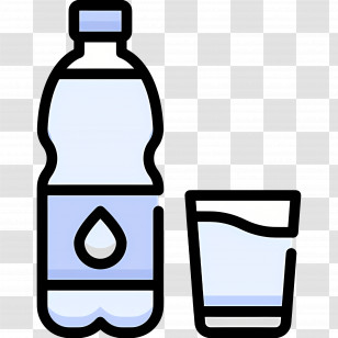 Mineral Water - Icon Of Bottle And Glass Of Water Transparent PNG