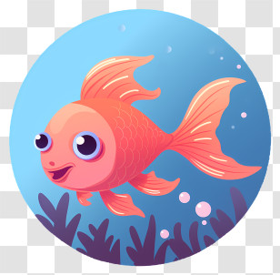 Smiling Fish - Cute Cartoon Goldfish Illustration Transparent PNG