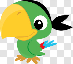 Bird - Cartoon Pirate Parrot Character Transparent PNG